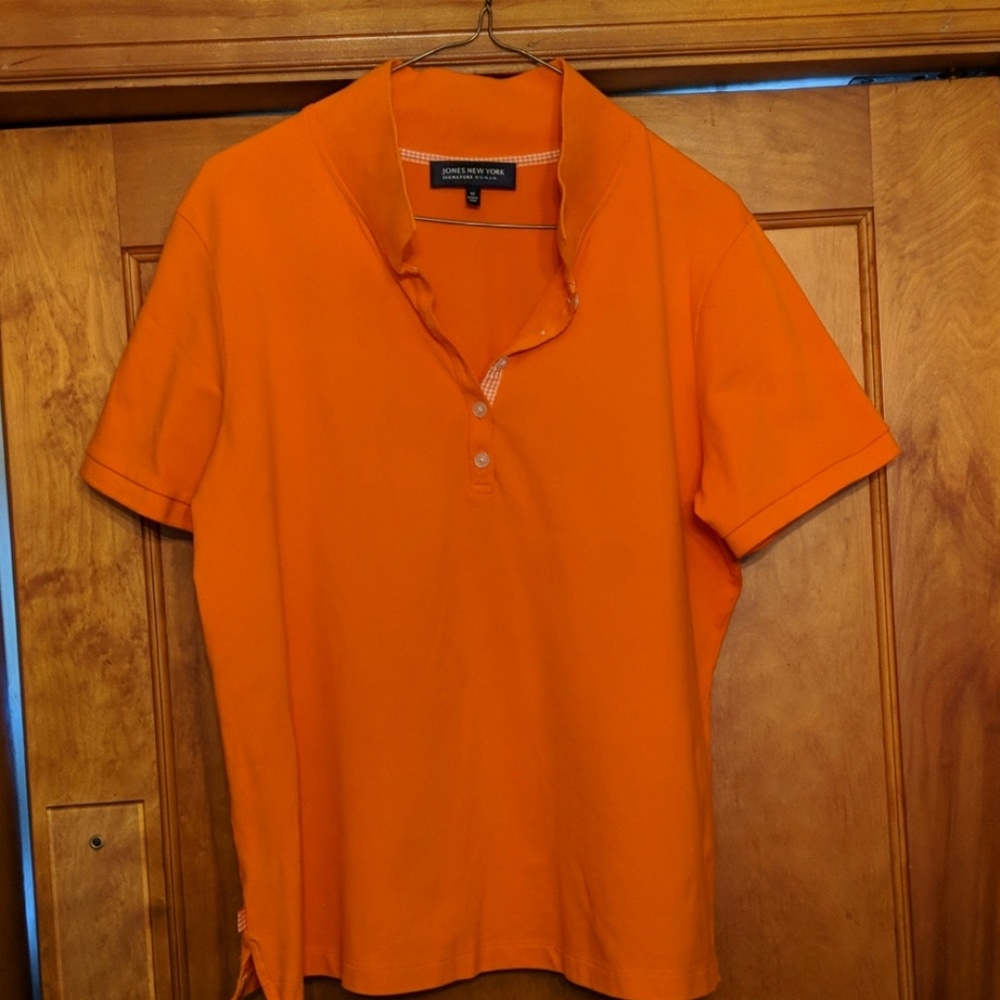 Orange, collared top, like new